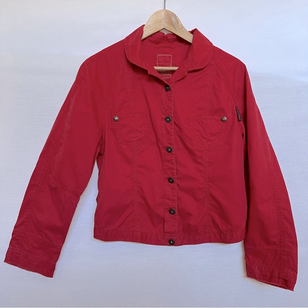Marithe Francois Girbaud Red Utility Jacket Cropped Cotton